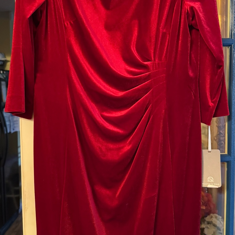 Preston & York Vibrant Red Long Sleeve Dress